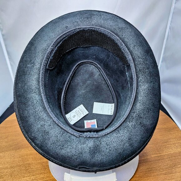 Soho Trilby Black Leather Fedora Hat | American Hat Makers | NWT | Small 6 7/8 - Picture 8 of 9